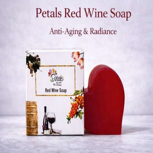 Red wine soap with packaging on a light gray background